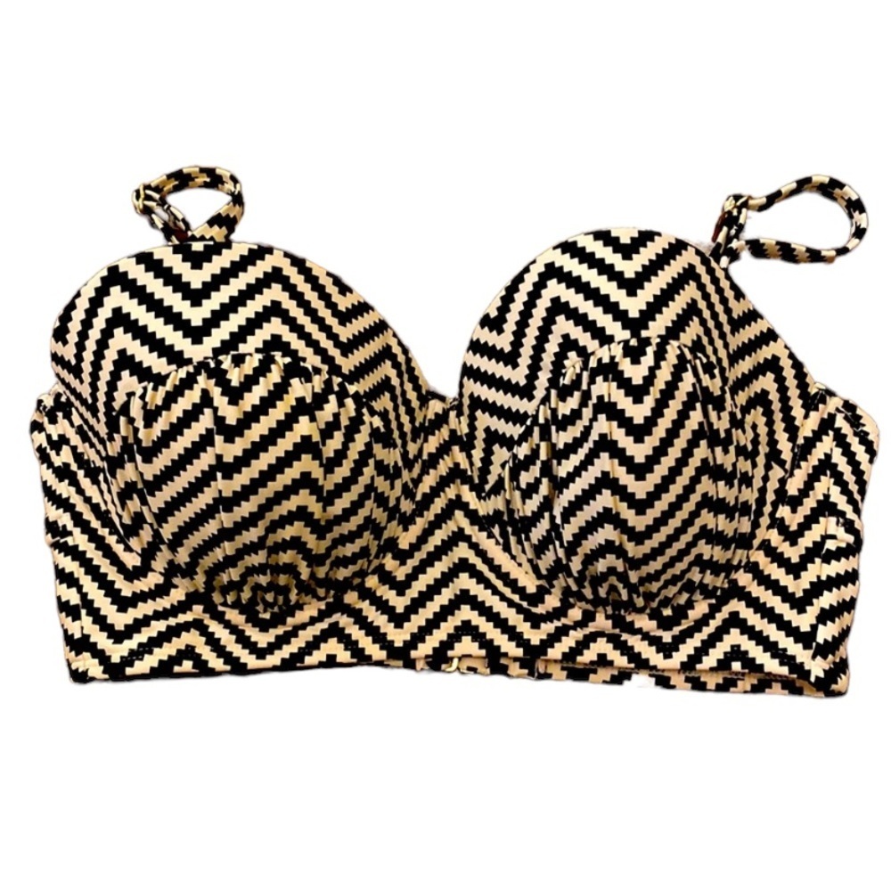 Gorgeous retro look underwire bikini swim top support d/dd black cream
